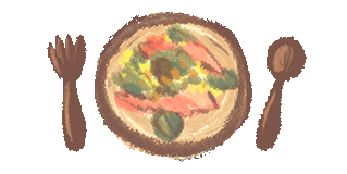 Illustratie van een bordje met eten